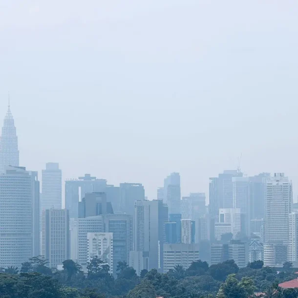 Hazy urban city view