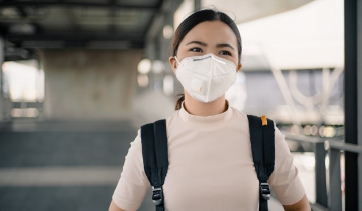 Woman wearing face mask