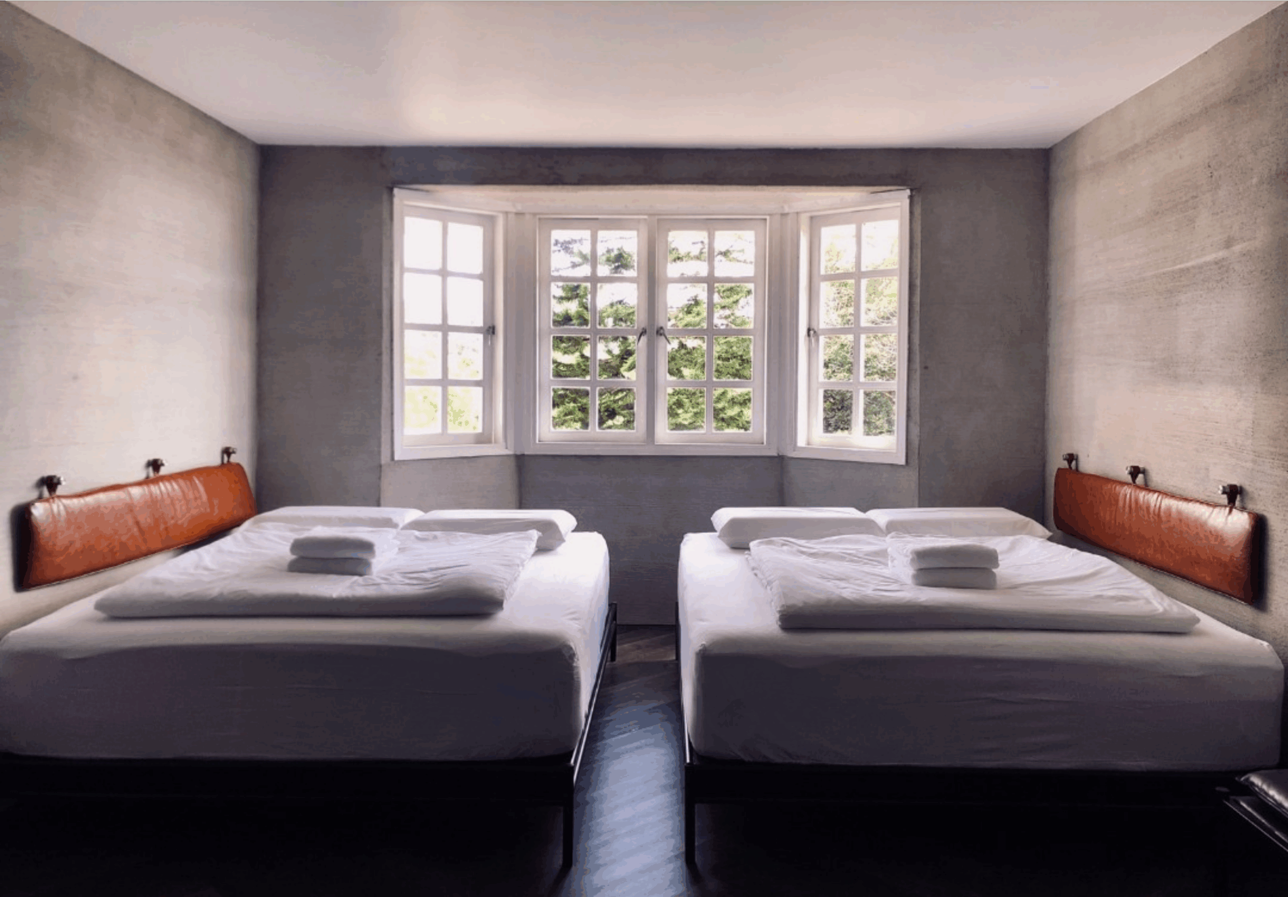Two beds with headboards